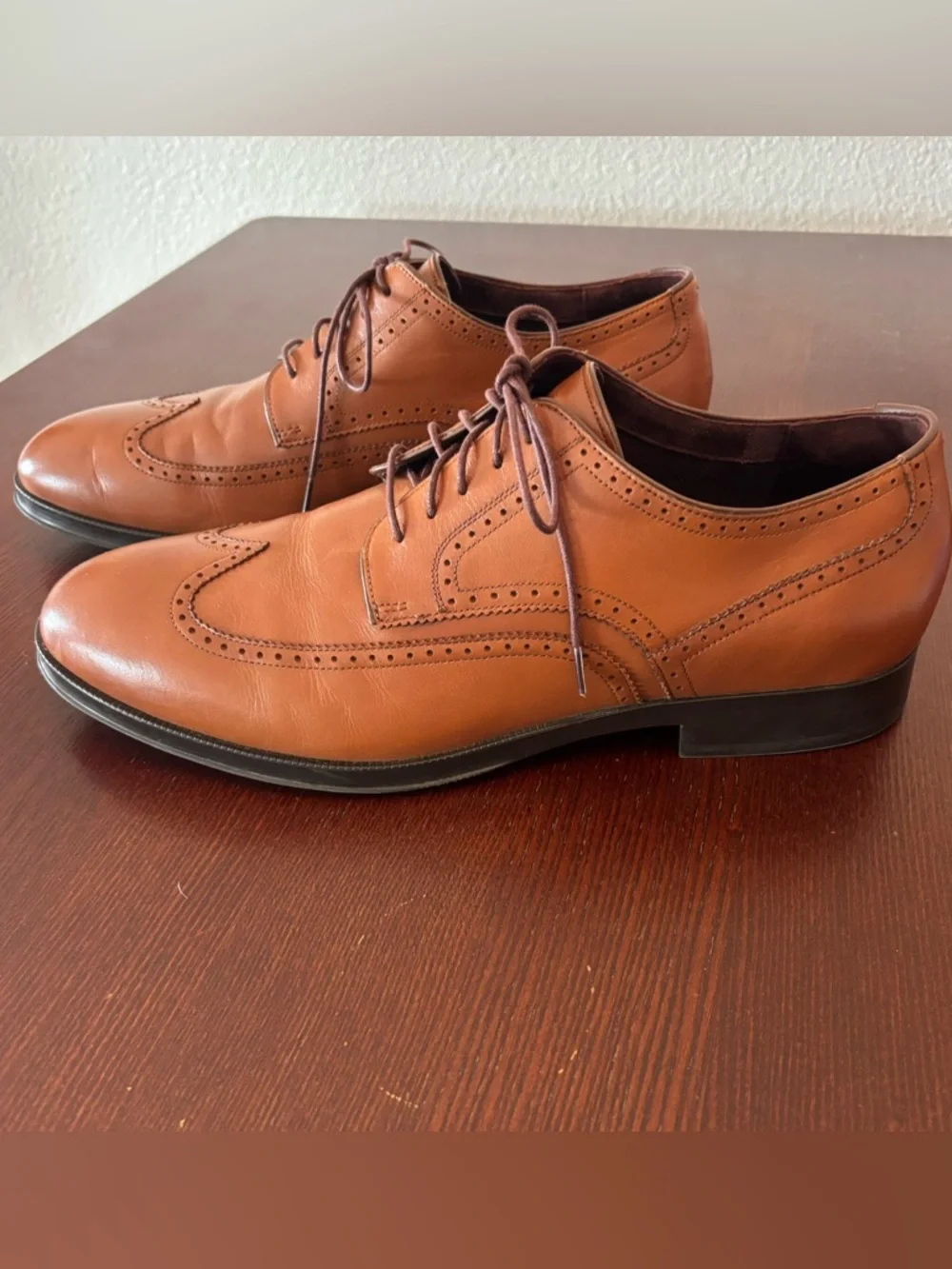 Cole Haan Mens British Brown Leather Wingtip Oxford Shoe Size 11M Classic C31589